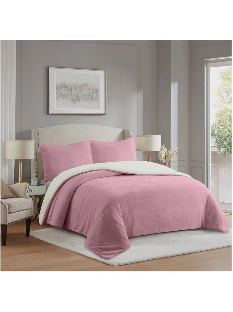 Couette polaire microfibre doublé sherpa BICOLORE, par Soleil d'ocre Rose - Kiabi