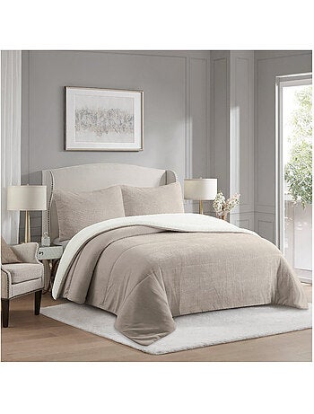 Couette polaire microfibre doublé sherpa BICOLORE, par Soleil d'ocre
