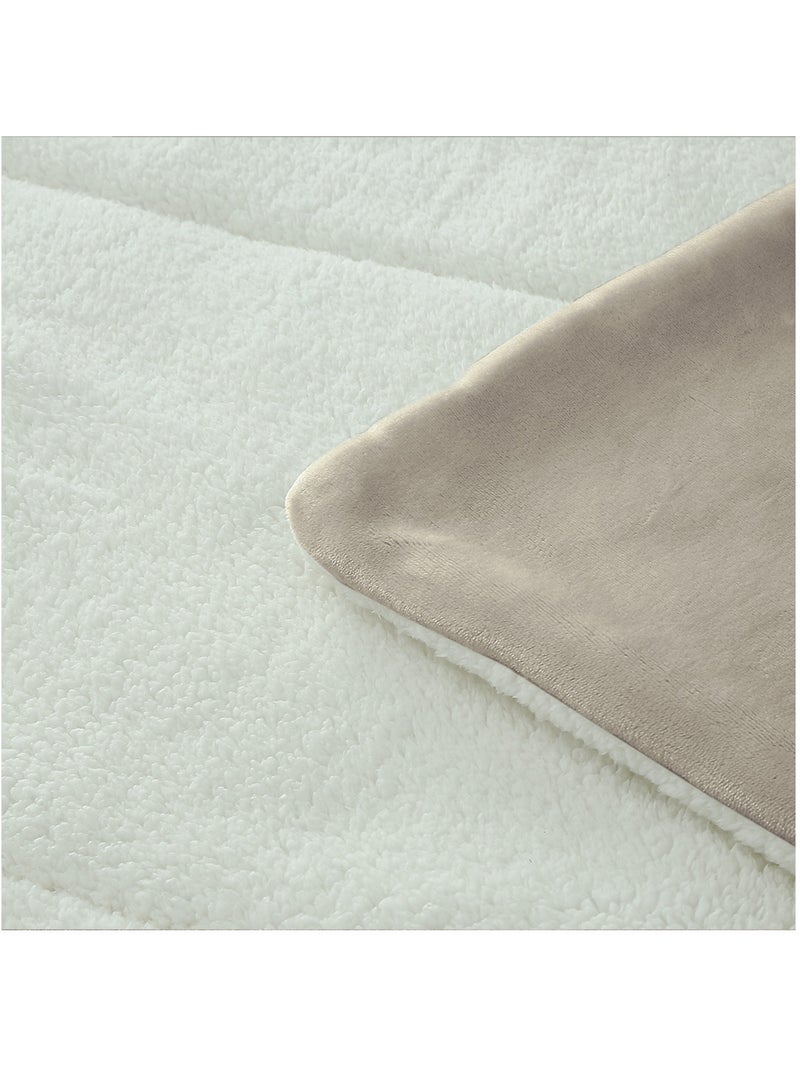 Couette polaire microfibre doublé sherpa BICOLORE, par Soleil d'ocre Taupe - Kiabi