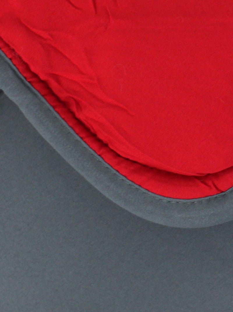 Couette polyester COCOON BICOLORE fibre creuse siliconée Chaud (hiver) Gris Rouge - Kiabi