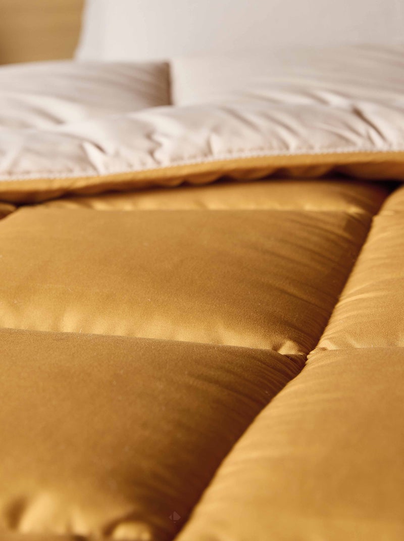 Couette polyester COCOON BICOLORE fibre creuse siliconée Chaud (hiver) Jaune moutarde - Kiabi