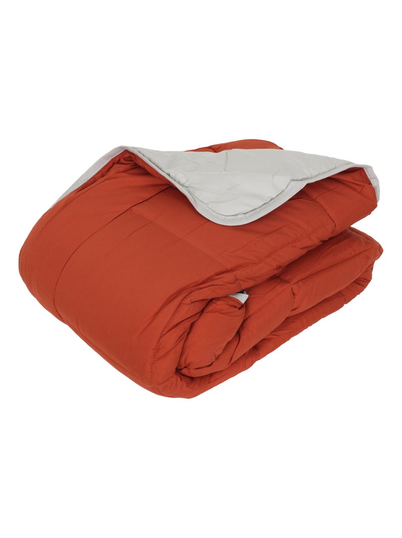 Couette polyester COCOON BICOLORE fibre creuse siliconée Chaud (hiver) Marron clair - Kiabi