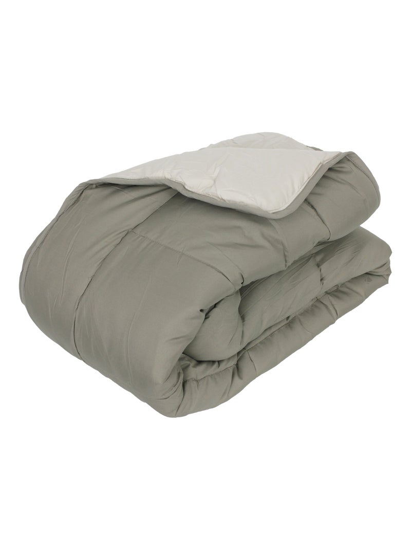 Couette polyester COCOON BICOLORE fibre creuse siliconée Chaud (hiver) Taupe/Doré - Kiabi