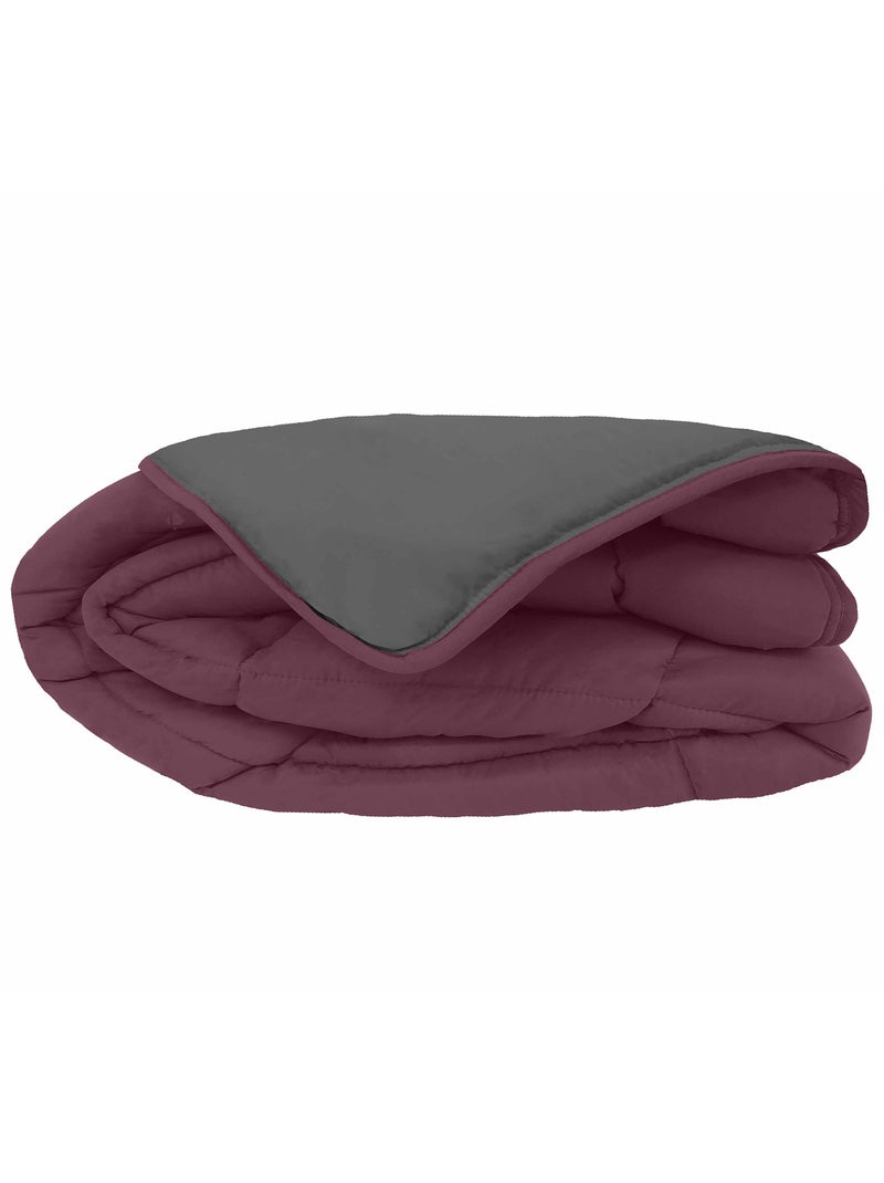Couette polyester COCOON BICOLORE fibre creuse siliconée Chaud (hiver) Violet prune - Kiabi