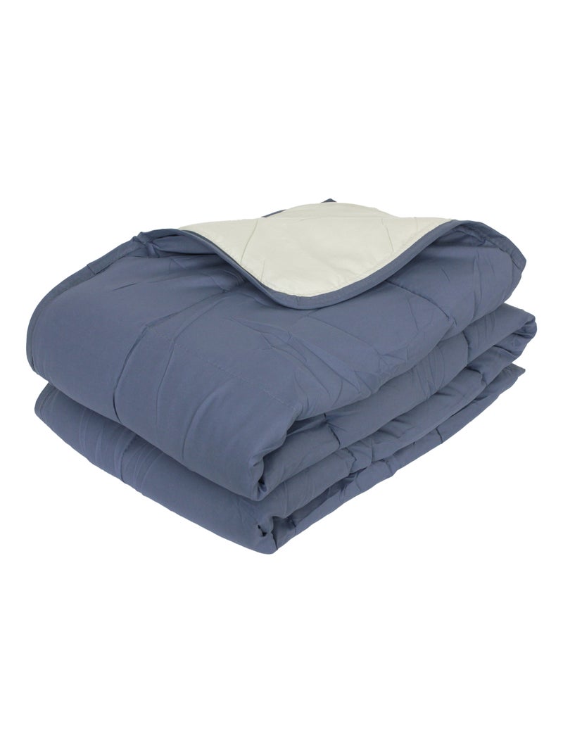 Couette polyester COCOON BICOLORE fibre creuse siliconée Léger (été) Bleu Beige - Kiabi