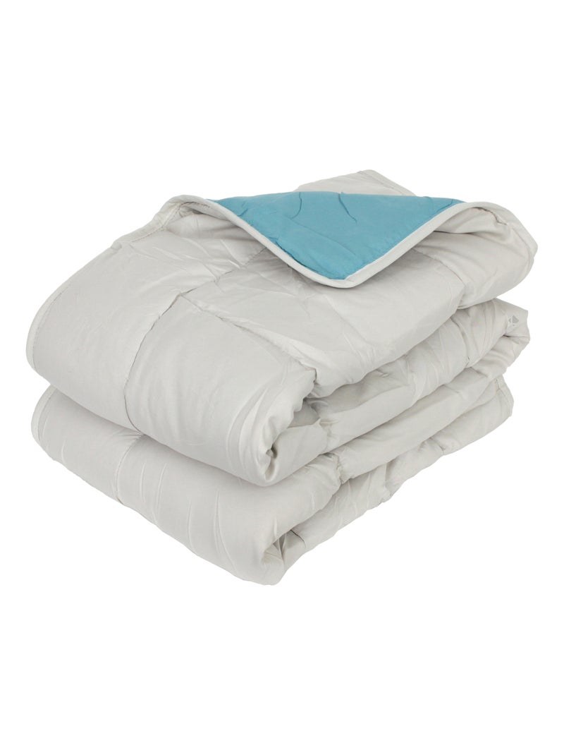 Couette polyester COCOON BICOLORE fibre creuse siliconée Léger (été) Bleu Gris Bleu - Kiabi