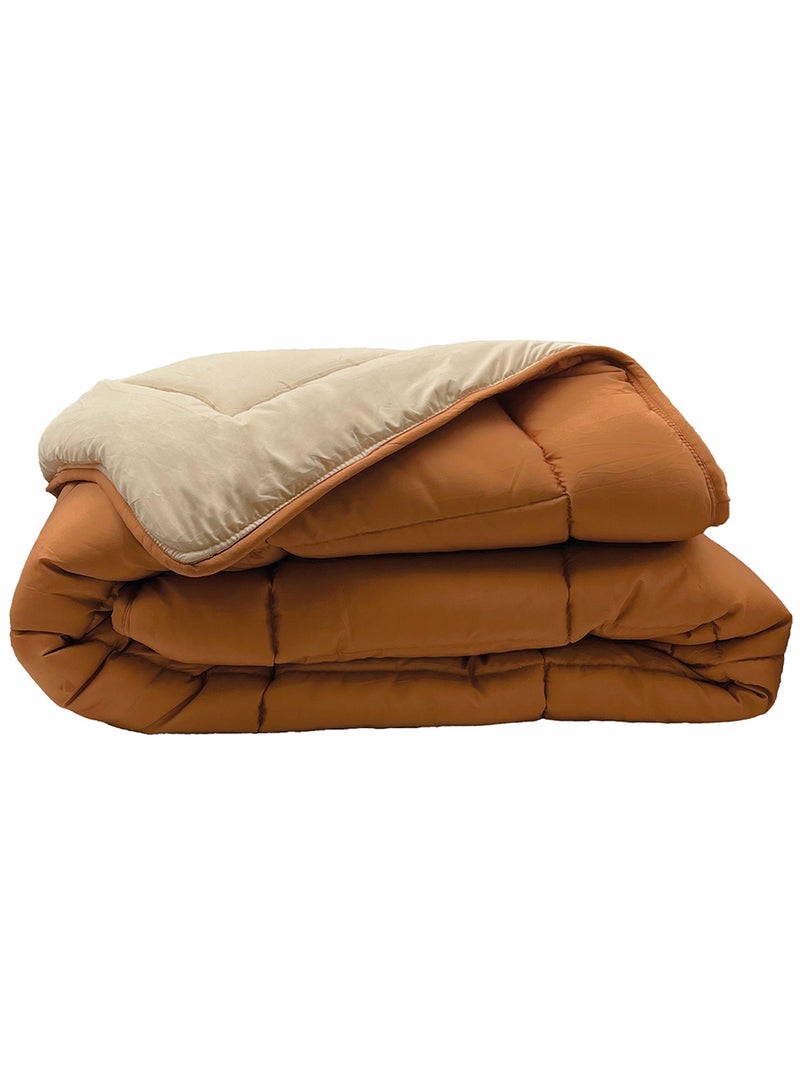 Couette polyester COCOON BICOLORE fibre creuse siliconée Léger (été) Marron caramel - Kiabi