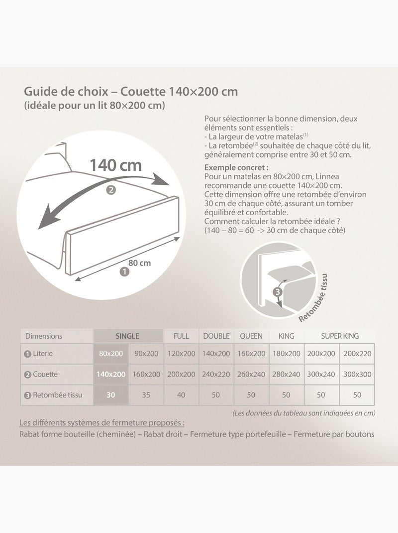 Couette polyester COCOON BICOLORE fibre creuse siliconée Léger (été) Marron caramel - Kiabi