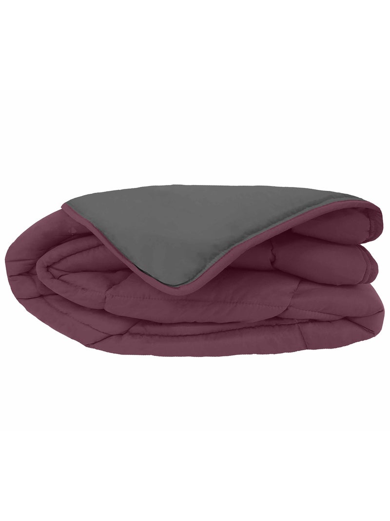 Couette polyester COCOON BICOLORE fibre creuse siliconée Léger (été) Violet prune - Kiabi