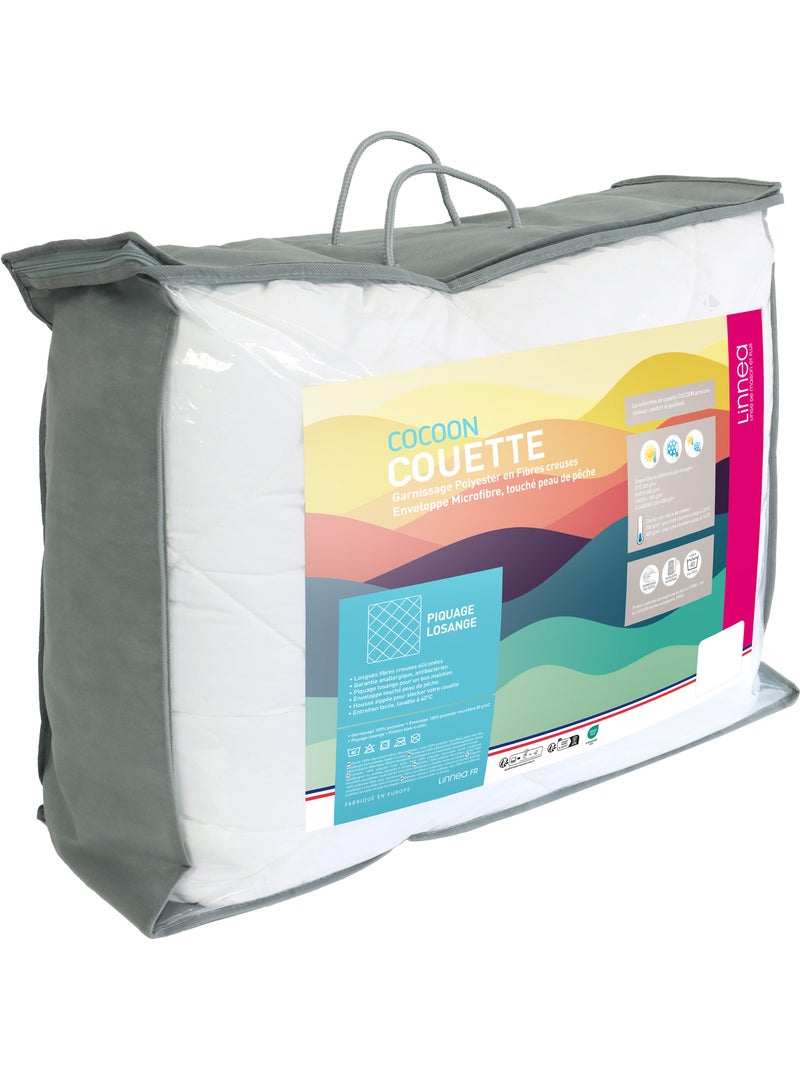 Couette polyester COCOON fibre creuse siliconée Léger (été) Blanc - Kiabi