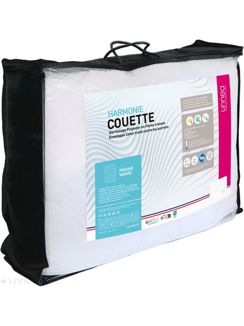 Couette polyester HARMONIE fibre creuse siliconée Léger (été) 150 g/m2 Blanc - Kiabi