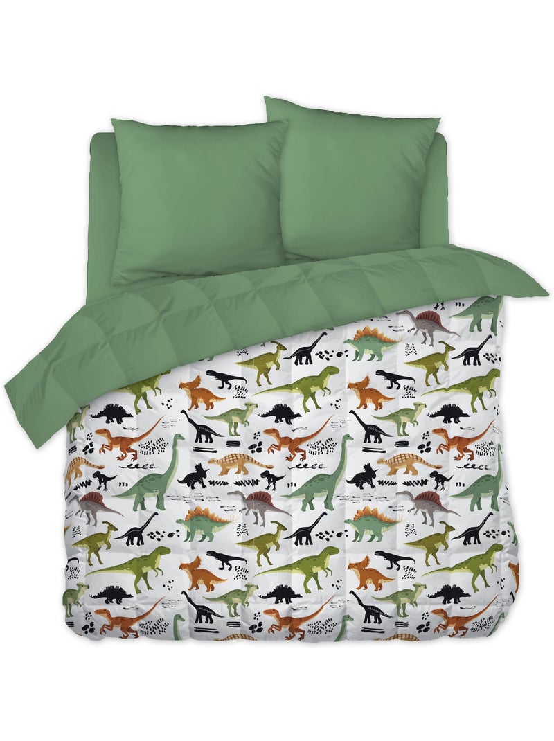 Couette Tempérée - Taies assorties - Dinosaures Crétacé Vert - Kiabi