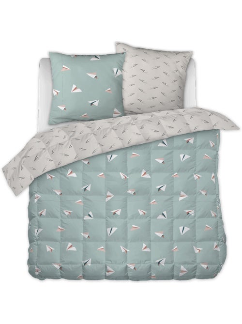 Couette tempérée - Taies assorties - Petits papiers - Kiabi