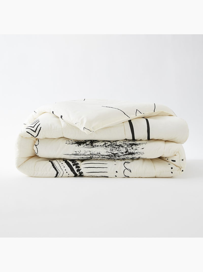 Couette tempérée + 2 taies d’oreiller – coton 57 fils – imprimé berbère Beige naturel - Kiabi
