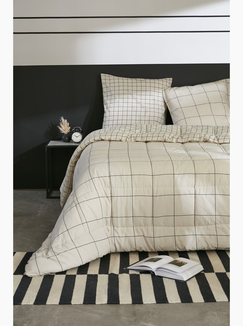 Couette tempérée imprimée - + 2 taies - Coton 57 fils - Carrie Beige - Kiabi