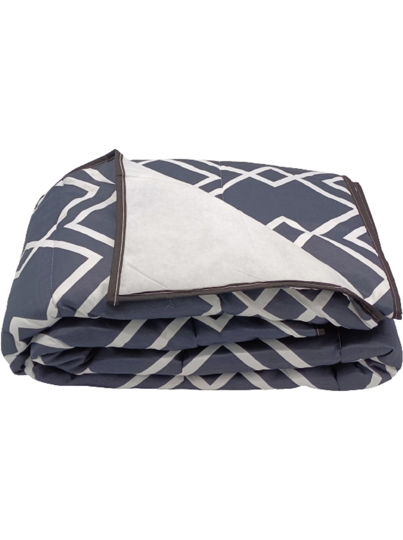 Couette tempérée imprimée / Non tissé Blanc - 2 personnes 240 x 260 Blanc Noir - Kiabi