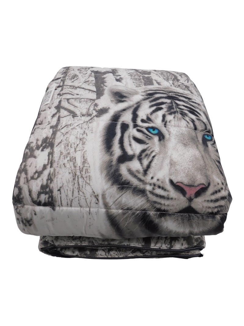 Couette tempérée imprimée Tigre Blanc Argenté Gris - Kiabi