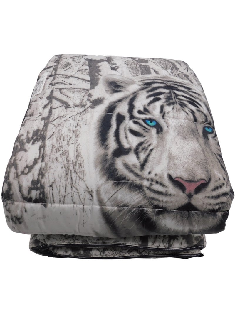 Couette tempérée imprimée Tigre Blanc Argenté Gris - Kiabi