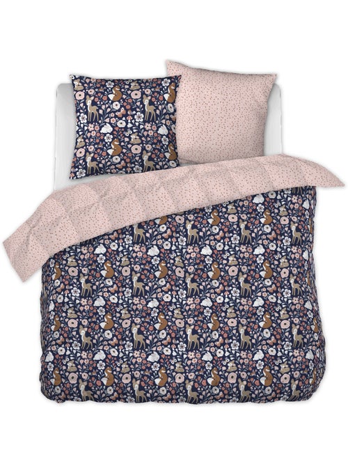 Couette tempérée réversible - + 2 taies - Coton 57 fils - Foret enchantée - Kiabi