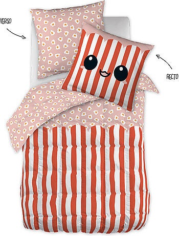 Couette tempérée réversible - + 2 taies - Coton 57 fils - Fresh popcorn