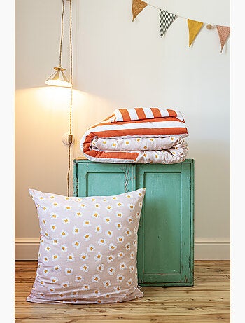 Couette tempérée réversible - + 2 taies - Coton 57 fils - Fresh popcorn