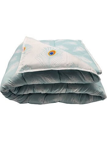 Couette ultra légère imprimée Plumes Paon / Plumes - 2 personnes 220 x 240 - spécial été - mortreux