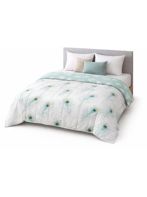 Couette ultra légère imprimée Plumes Paon / Plumes - 2 personnes 220 x 240 - spécial été - mortreux - Kiabi
