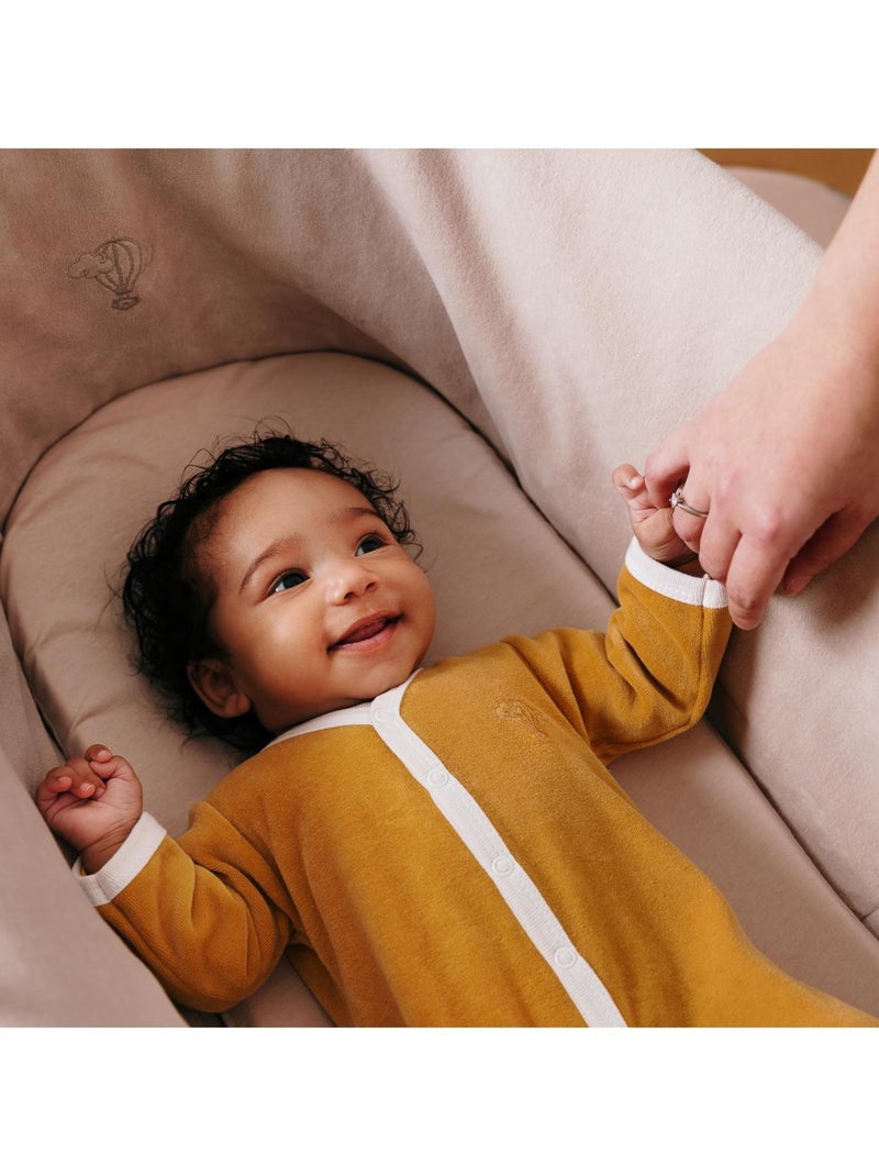 Couffin Avec Support à Bascule Blanc, Habillage en Coton Bio Beige - Kiabi