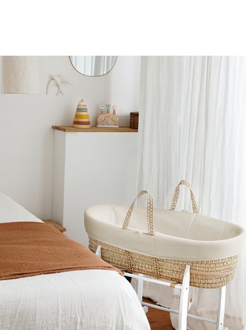 Couffin Avec Support à Bascule Blanc, Habillage en Coton Bio - Kiabi