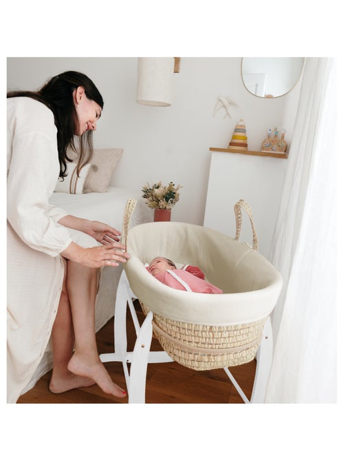 Couffin Avec Support à Bascule Blanc, Habillage en Coton Bio - Kiabi