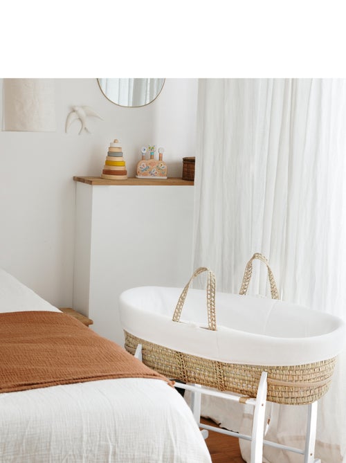 Couffin Avec Support à Bascule Blanc, Habillage en Coton Bio - Kiabi