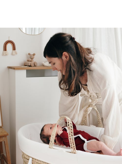 Couffin Avec Support à Bascule Blanc, Habillage en Coton Bio - Kiabi