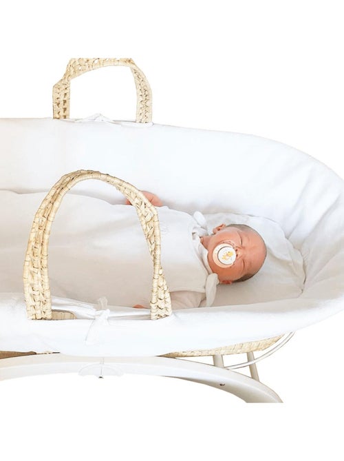 Couffin Avec Support à Bascule Blanc, Habillage en Coton Bio - Kiabi