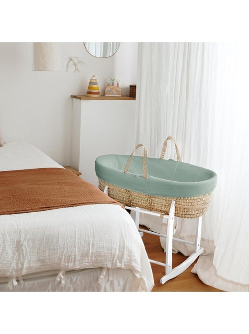 Couffin Avec Support à Bascule Blanc, Habillage en Coton Bio - Kiabi