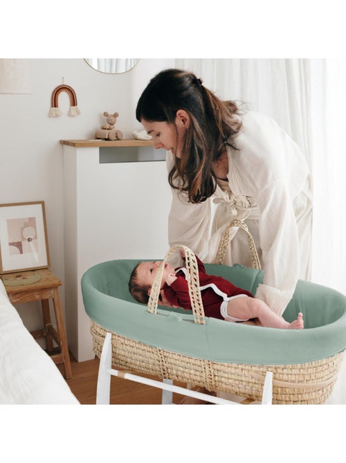 Couffin Avec Support à Bascule Blanc, Habillage en Coton Bio - Kiabi