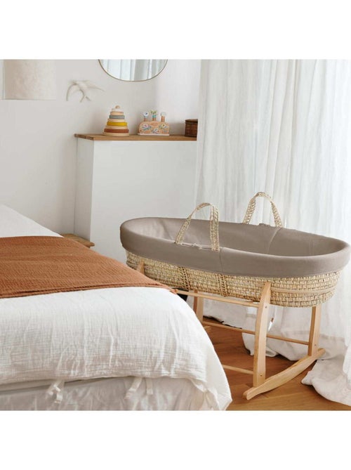 Couffin Avec Support à Bascule Bois, Habillage en Coton Bio - Kiabi