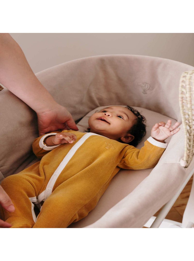 Couffin Avec Support à Bascule Bois, Habillage en Coton Bio Beige - Kiabi