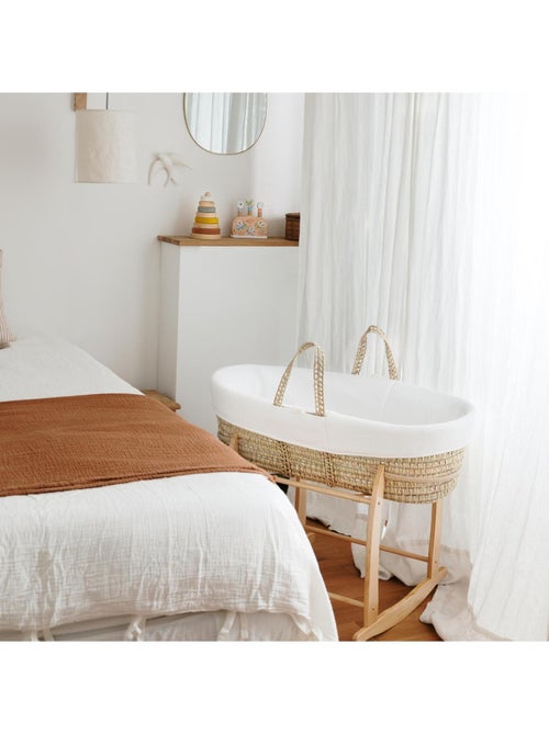 Couffin Avec Support à Bascule Bois, Habillage en Coton Bio - Kiabi