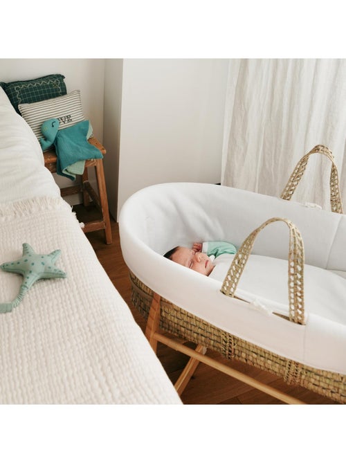 Couffin Avec Support à Bascule Bois, Habillage en Coton Bio - Kiabi