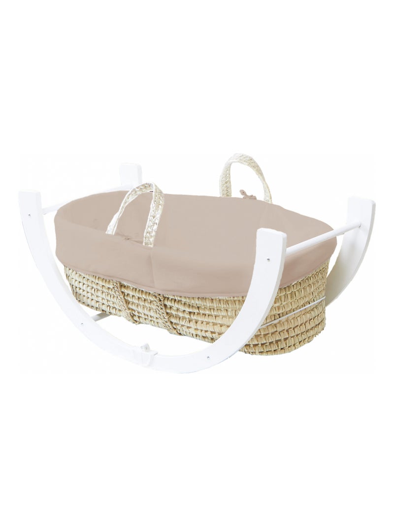 Couffin avec Support Réversible Blanc, Habillage Coton Bio Beige - Kiabi
