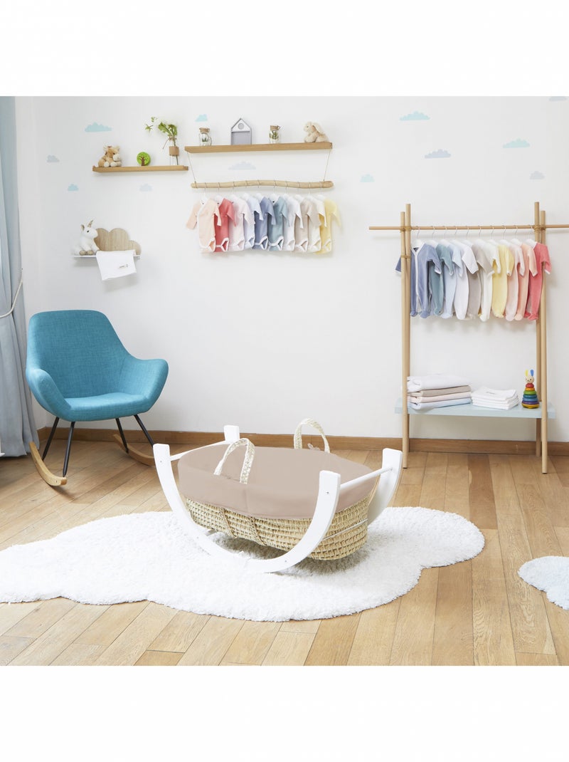 Couffin avec Support Réversible Blanc, Habillage Coton Bio Beige - Kiabi