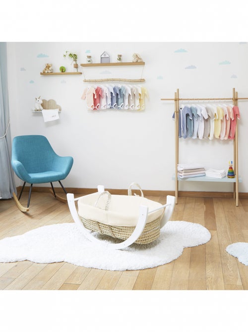 Couffin avec Support Réversible Blanc, Habillage Coton Bio - Kiabi