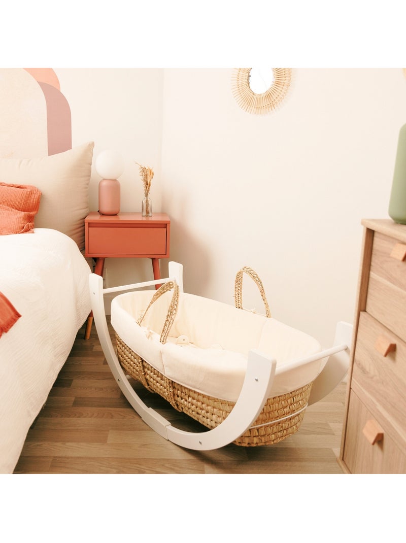 Couffin avec Support Réversible Blanc, Habillage Coton Bio Blanc - Kiabi