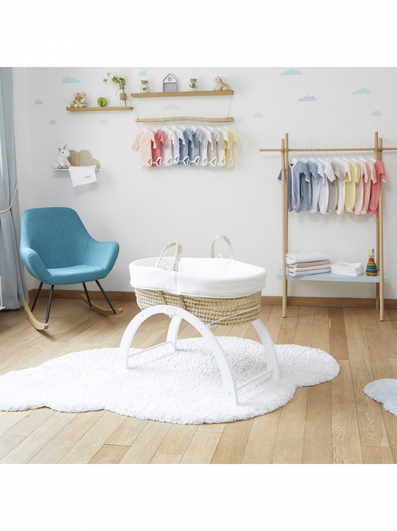 Couffin avec Support Réversible Blanc, Habillage Coton Bio Blanc - Kiabi