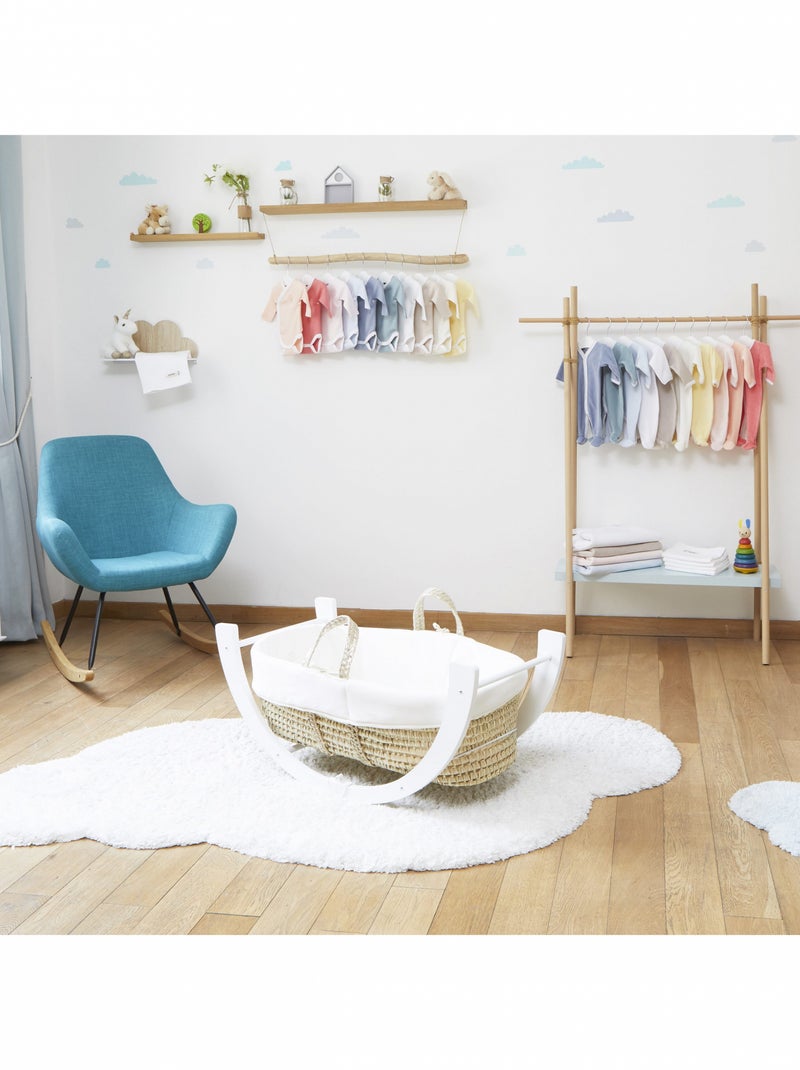 Couffin avec Support Réversible Blanc, Habillage Coton Bio Blanc - Kiabi