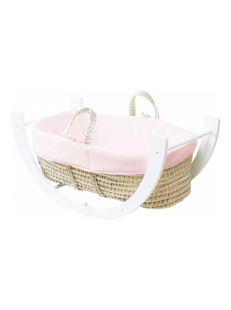 Couffin avec Support Réversible Blanc, Habillage Coton Bio Rose clair - Kiabi