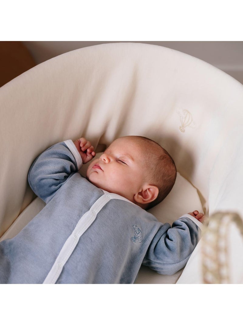 Couffin bébé avec Matelas, Habillage en Velours - Coton Bio Blanc cassé - Kiabi