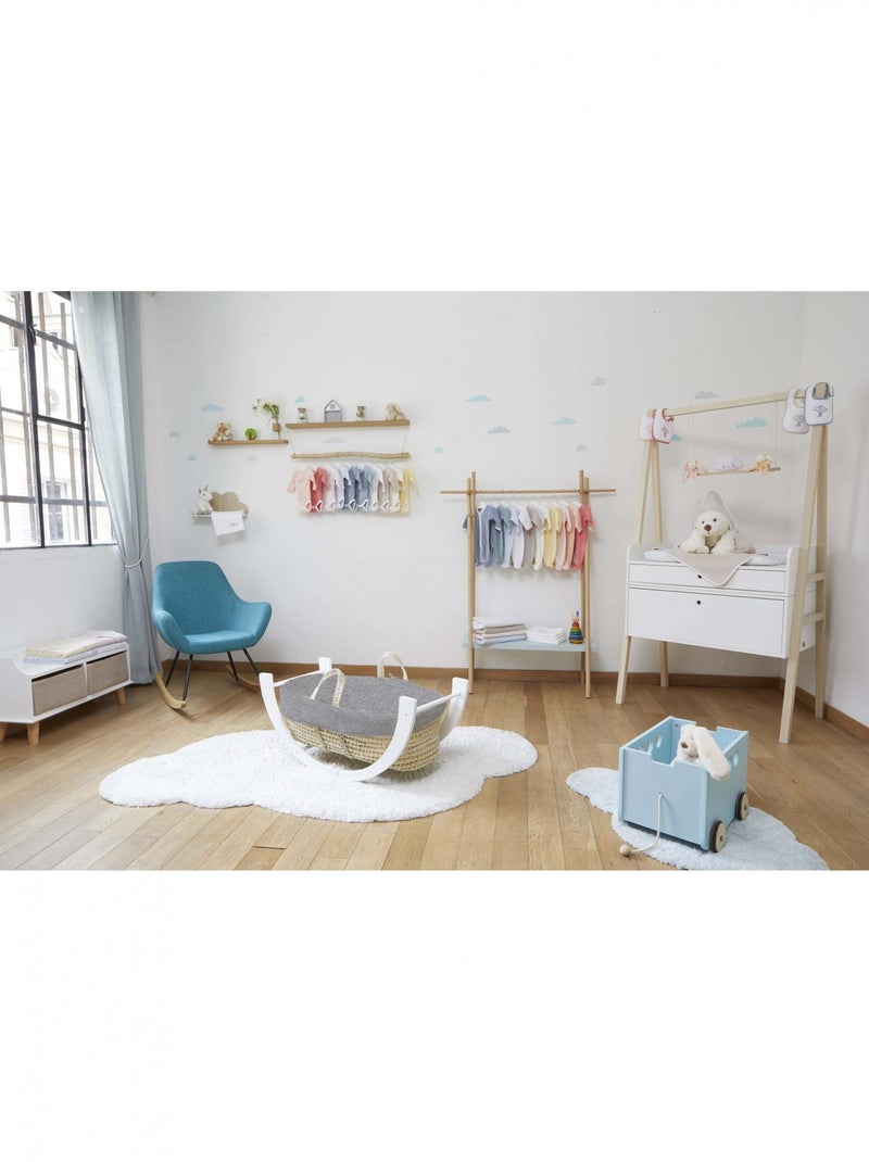 Couffin bébé avec Matelas, Habillage en Velours - Coton Bio Gris - Kiabi