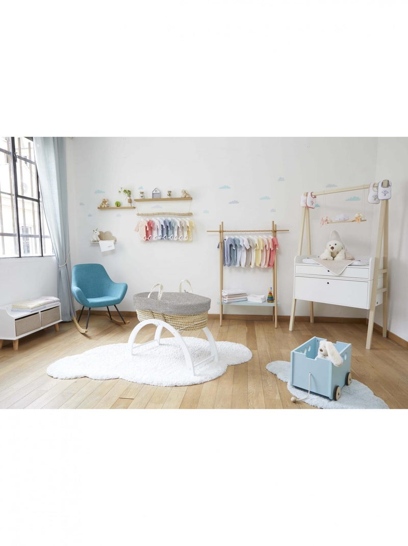 Couffin bébé avec Matelas, Habillage en Velours - Coton Bio Gris - Kiabi