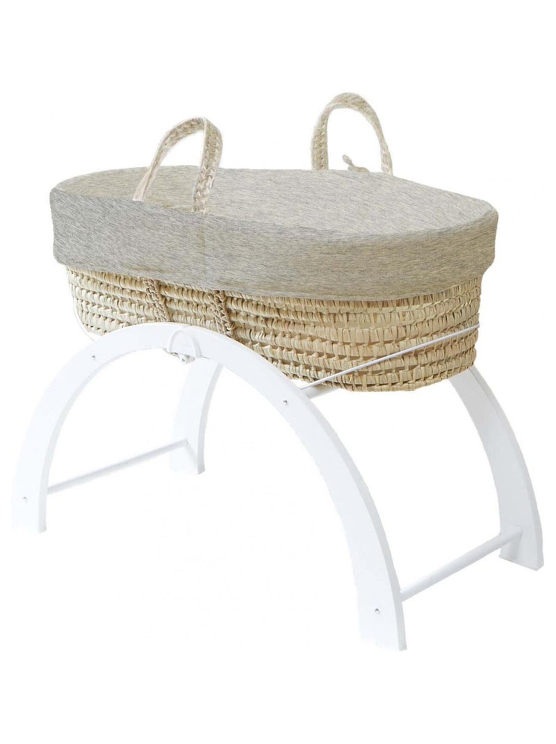 Couffin bébé avec Matelas, Habillage en Velours - Coton Bio Gris - Kiabi